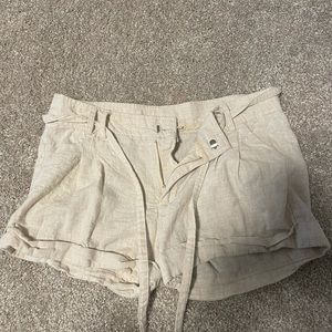 Beige linen shorts
